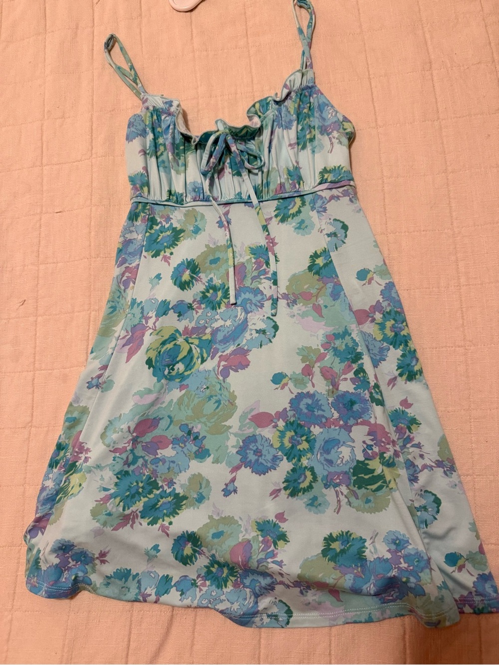 Urban Outfitters Pastel Blue Floral Mini Dress
